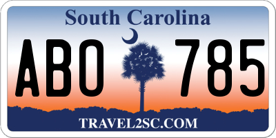 SC license plate ABO785