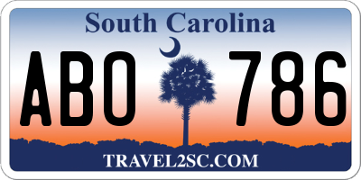 SC license plate ABO786