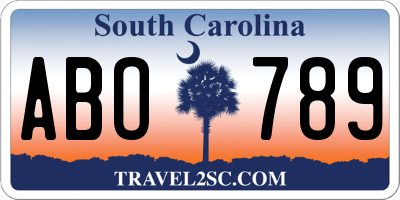 SC license plate ABO789