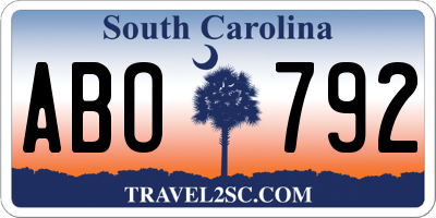 SC license plate ABO792