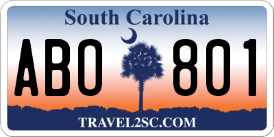 SC license plate ABO801