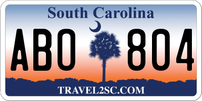 SC license plate ABO804
