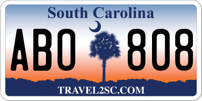 SC license plate ABO808