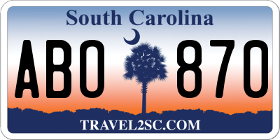 SC license plate ABO870