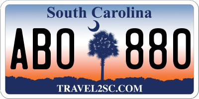 SC license plate ABO880