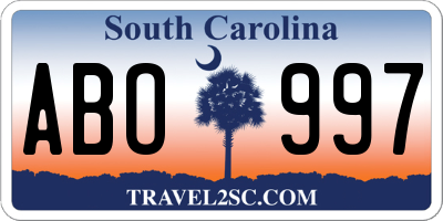 SC license plate ABO997