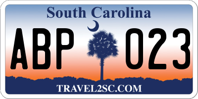 SC license plate ABP023