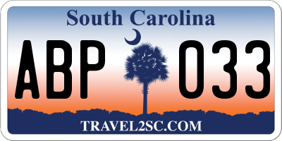 SC license plate ABP033