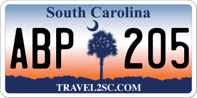 SC license plate ABP205