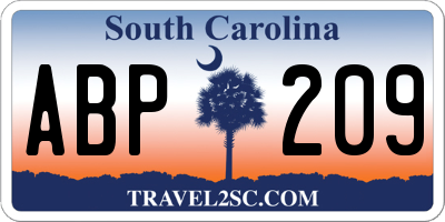 SC license plate ABP209
