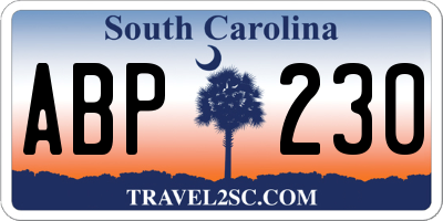 SC license plate ABP230