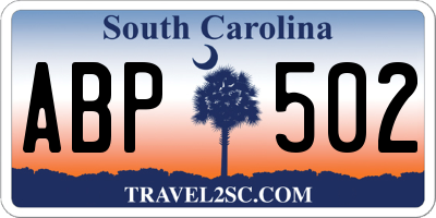 SC license plate ABP502