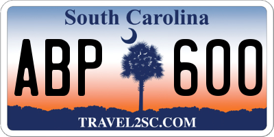 SC license plate ABP600