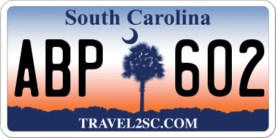 SC license plate ABP602