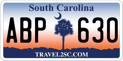 SC license plate ABP630