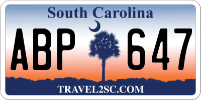 SC license plate ABP647