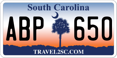 SC license plate ABP650