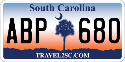 SC license plate ABP680