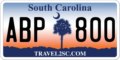 SC license plate ABP800