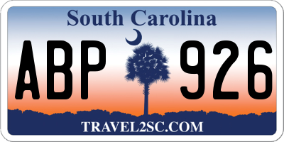 SC license plate ABP926