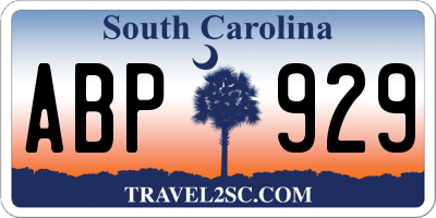 SC license plate ABP929