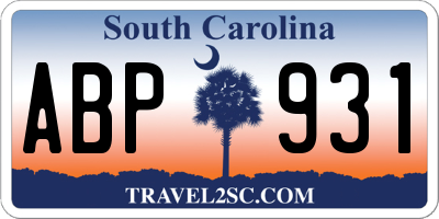 SC license plate ABP931