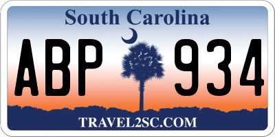 SC license plate ABP934