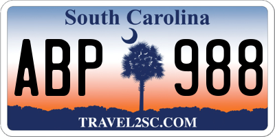 SC license plate ABP988