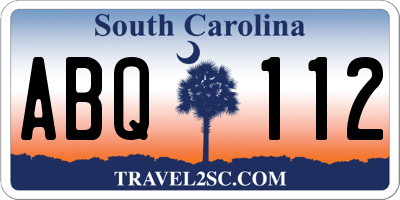 SC license plate ABQ112