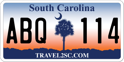 SC license plate ABQ114