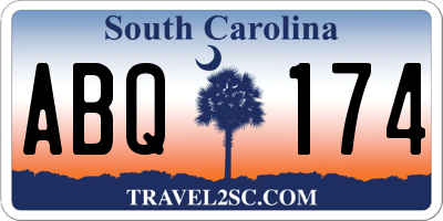 SC license plate ABQ174