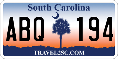 SC license plate ABQ194