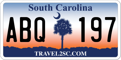 SC license plate ABQ197