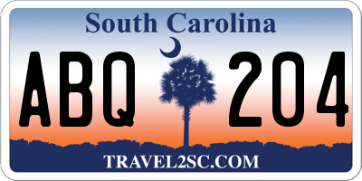 SC license plate ABQ204