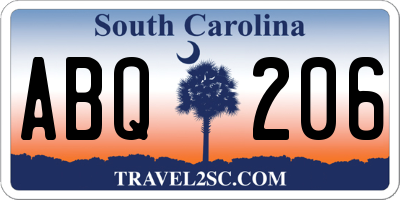 SC license plate ABQ206