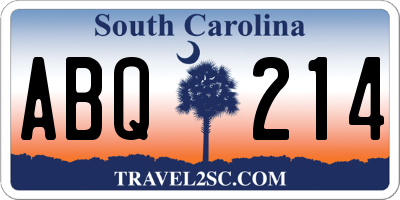 SC license plate ABQ214