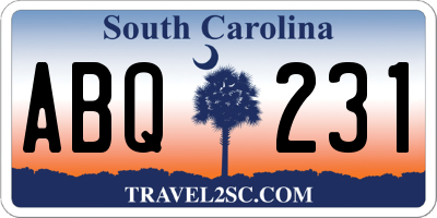 SC license plate ABQ231