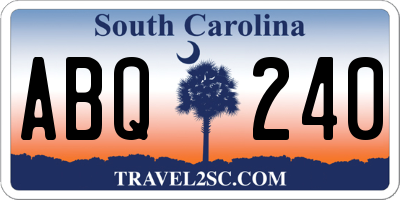 SC license plate ABQ240