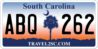 SC license plate ABQ262