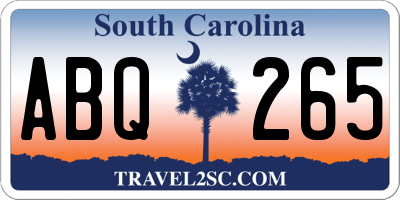 SC license plate ABQ265