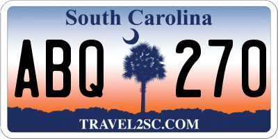 SC license plate ABQ270