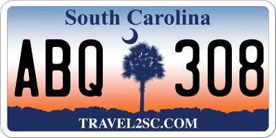 SC license plate ABQ308