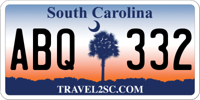 SC license plate ABQ332