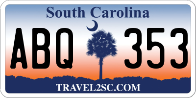 SC license plate ABQ353