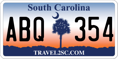 SC license plate ABQ354