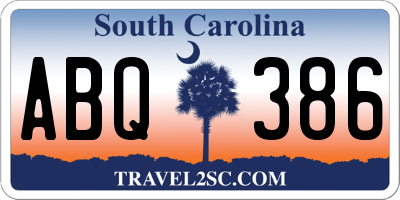 SC license plate ABQ386