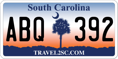 SC license plate ABQ392