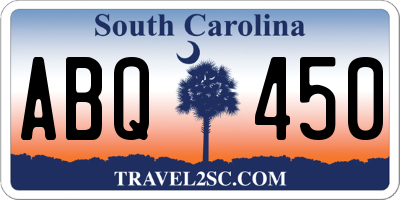 SC license plate ABQ450