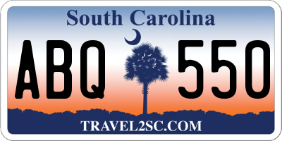 SC license plate ABQ550