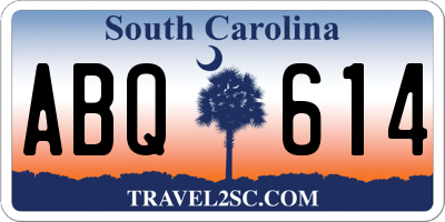 SC license plate ABQ614